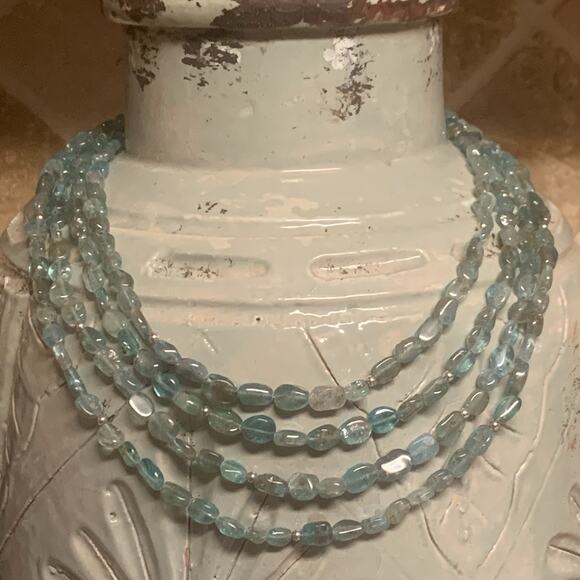 Jay King Necklace Multi Strand Sterling Silver and Blue Apatite DTR - Picture 5 of 9